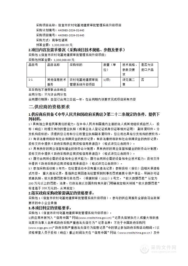 信宜市农村宅基地建房审批管理系统升级项目