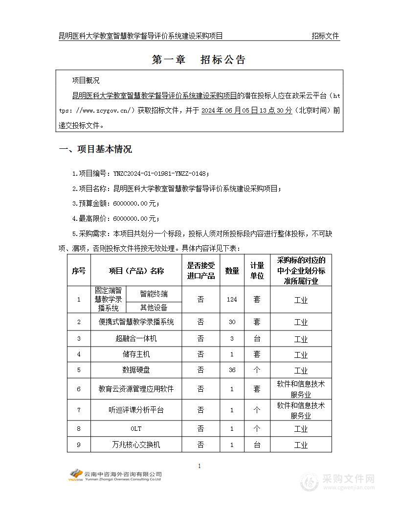 昆明医科大学教室智慧教学督导评价系统建设采购项目