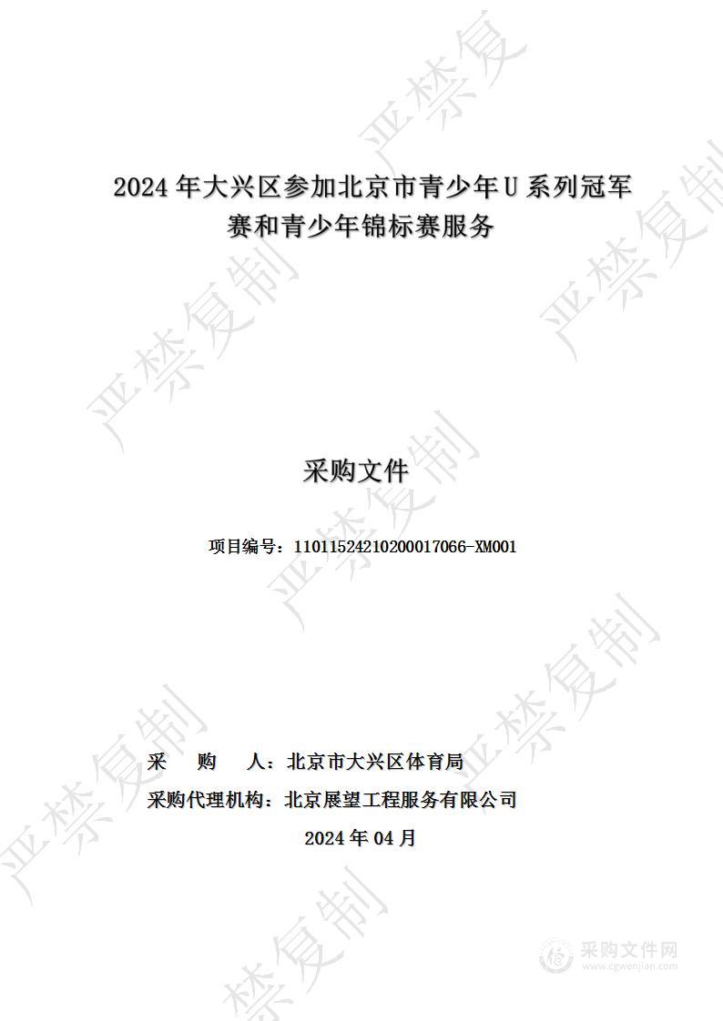 2024年大兴区参加北京市青少年U系列冠军赛和青少年锦标赛服务