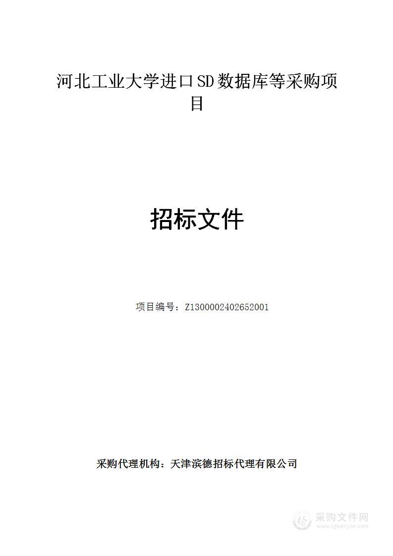 河北工业大学进口SD数据库等采购项目