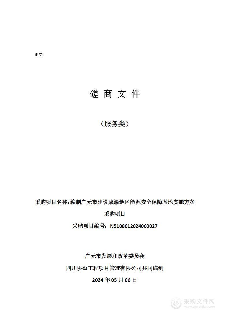 编制广元市建设成渝地区能源安全保障基地实施方案采购项目