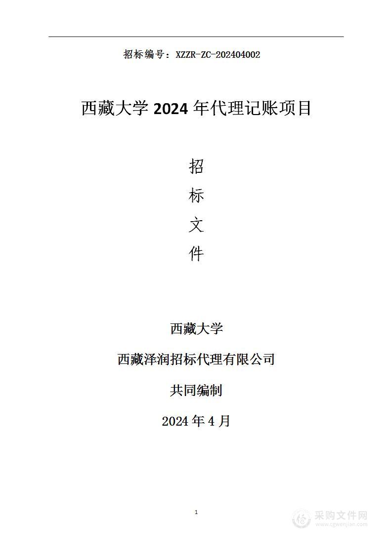 西藏大学2024年代理记账项目