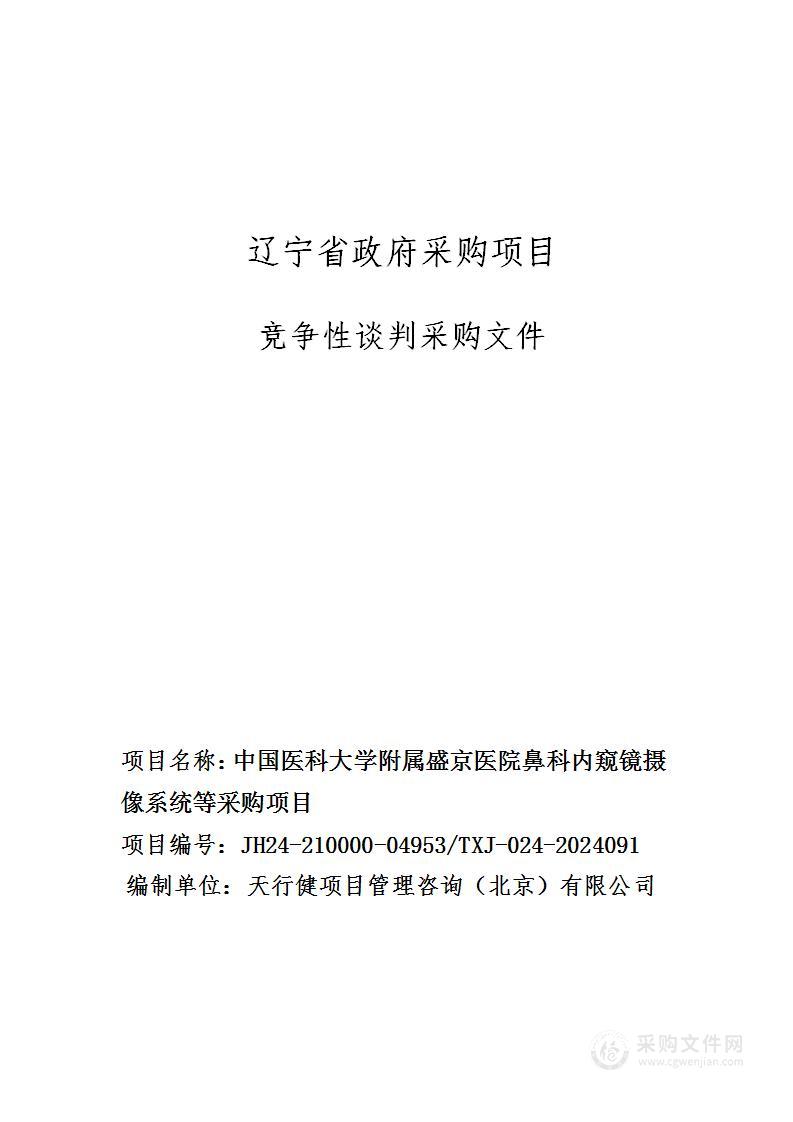 中国医科大学附属盛京医院鼻科内窥镜摄像系统等采购项目