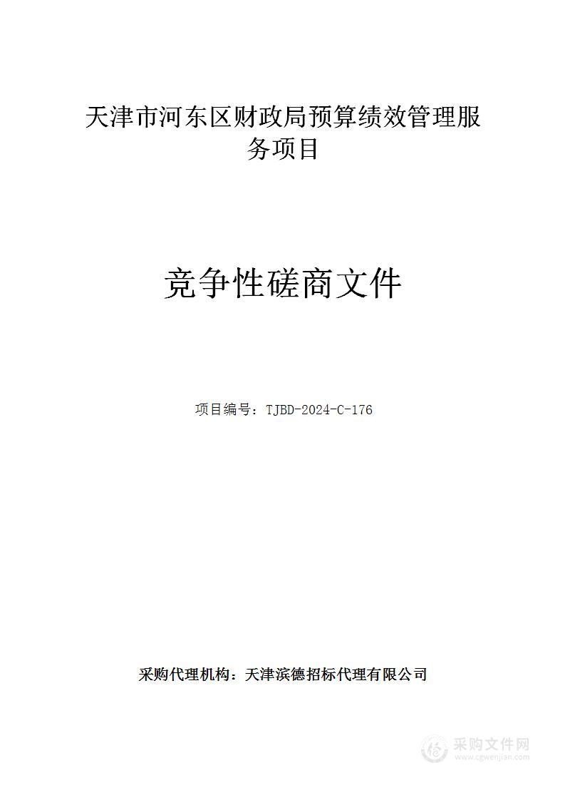 天津市河东区财政局预算绩效管理服务项目