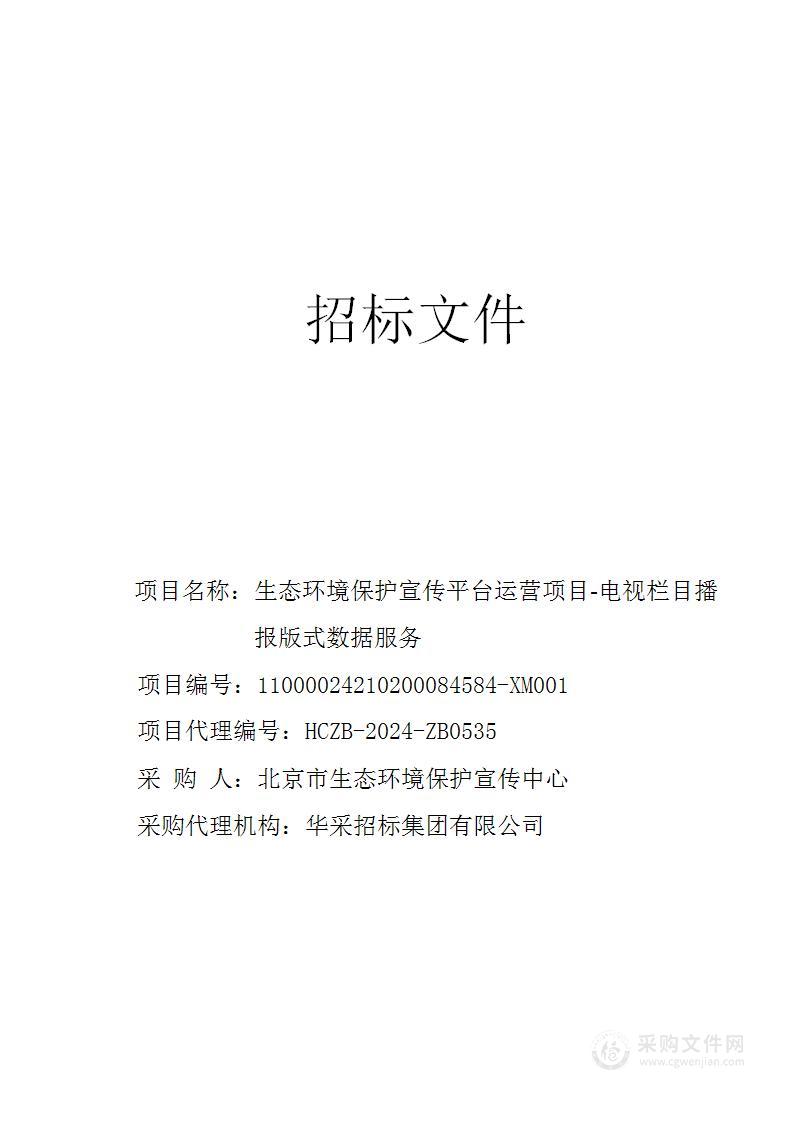 生态环境保护宣传平台运营项目—电视栏目播报版式数据服务