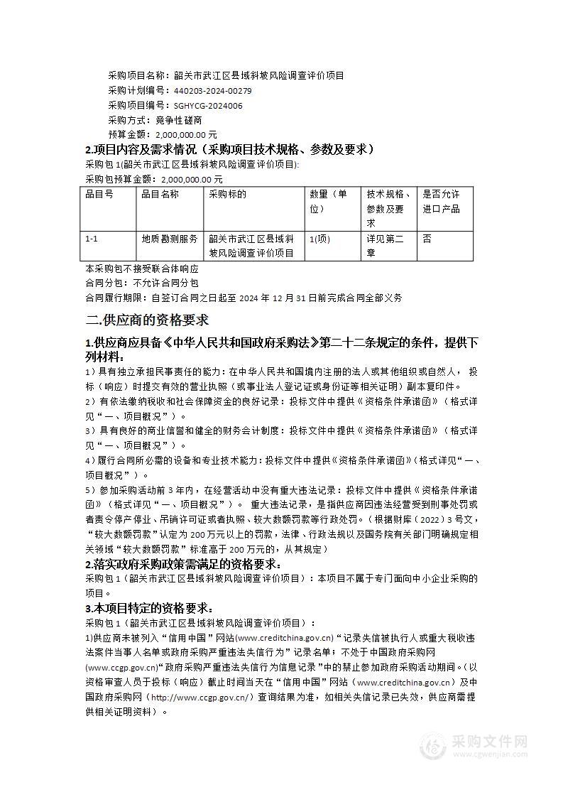 韶关市武江区县域斜坡风险调查评价项目