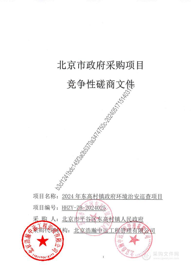 2024年东高村镇政府环境治安巡查项目