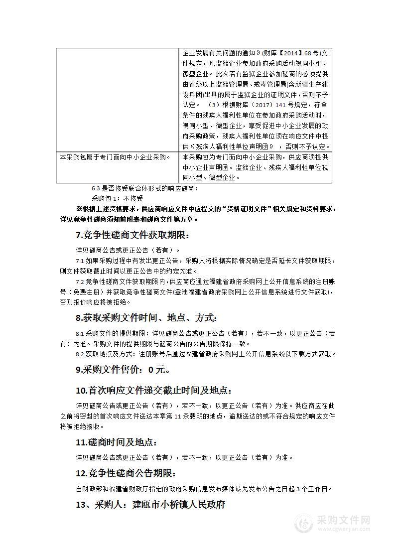 小桥镇集镇区域内卫生保洁及垃圾清运服务项目