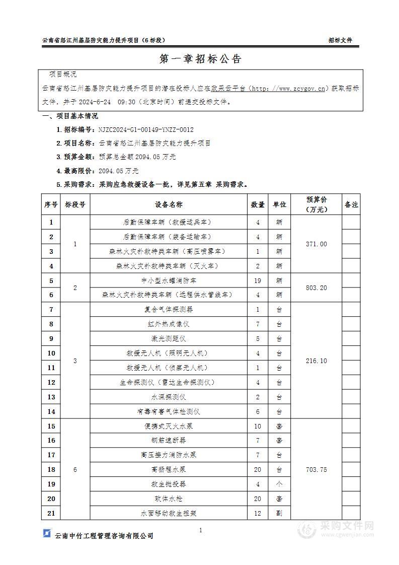 云南省怒江州基层防灾能力提升项目 （6标段）