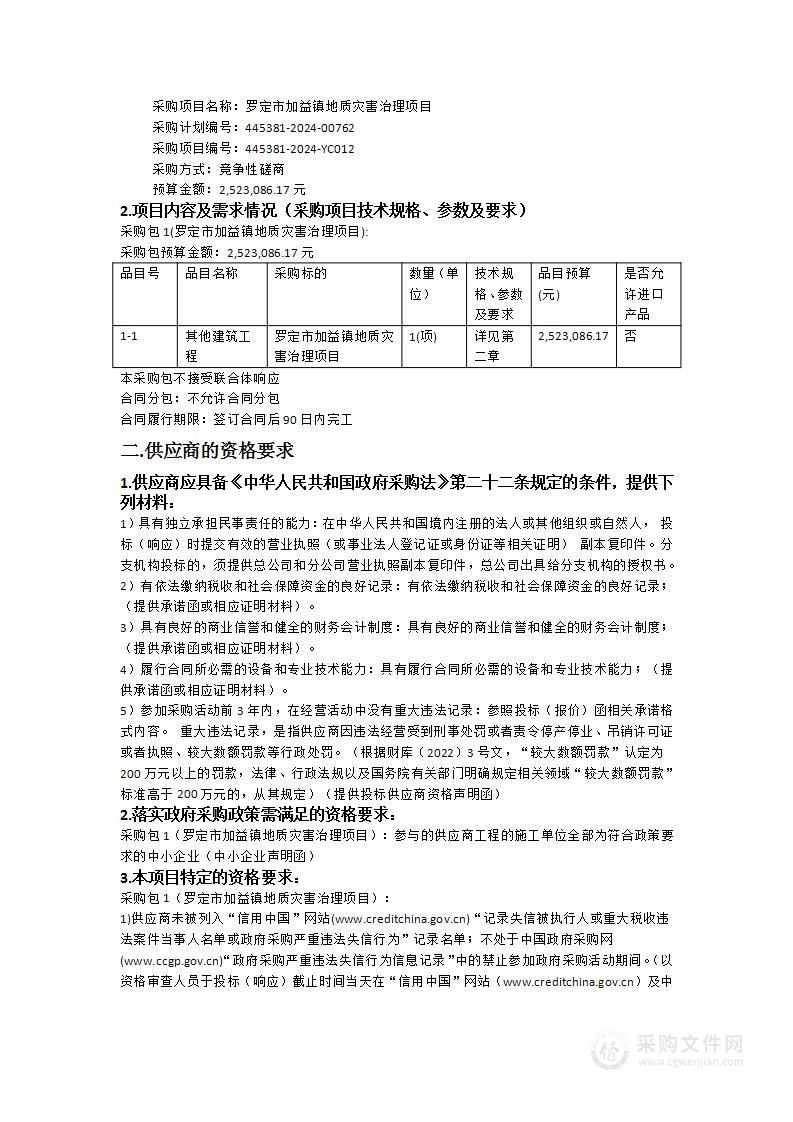 罗定市加益镇地质灾害治理项目