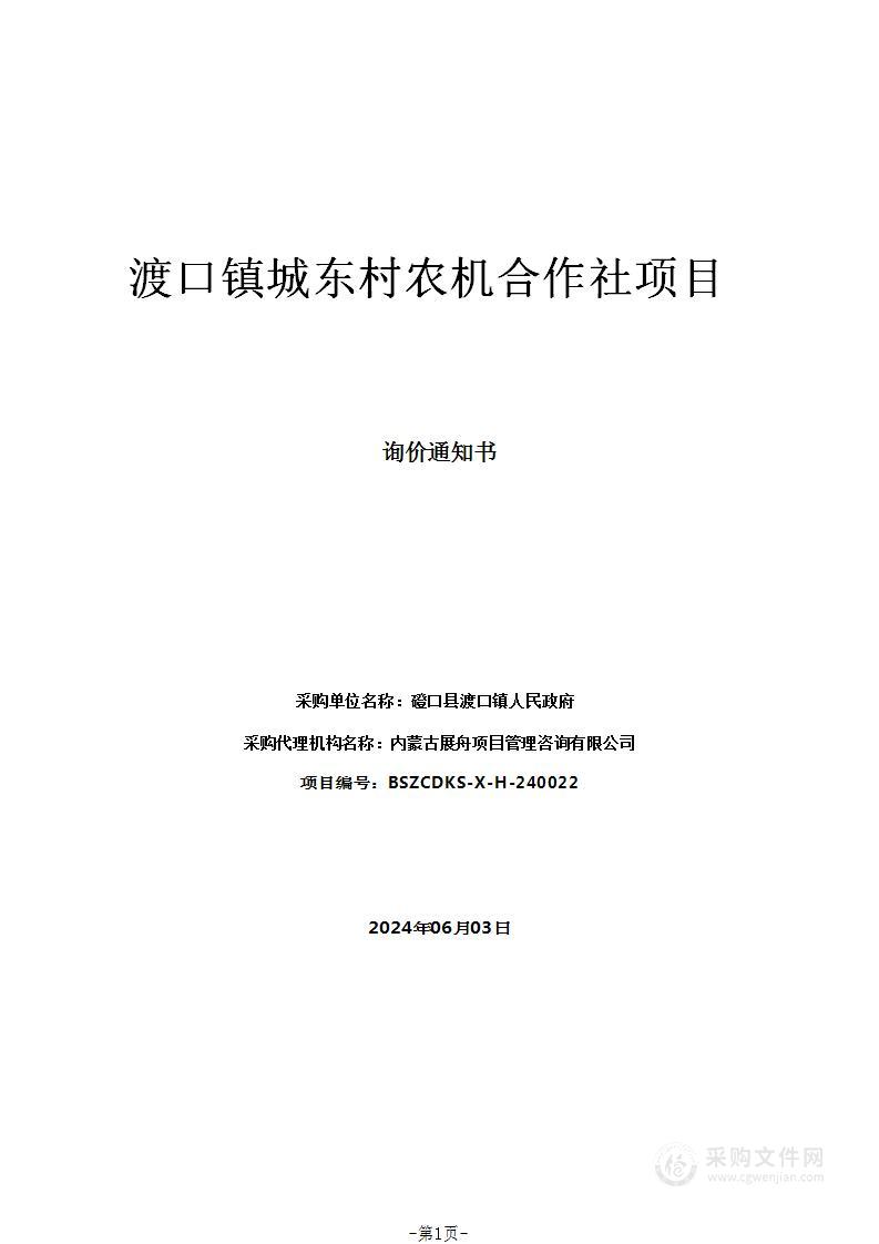 渡口镇城东村农机合作社项目