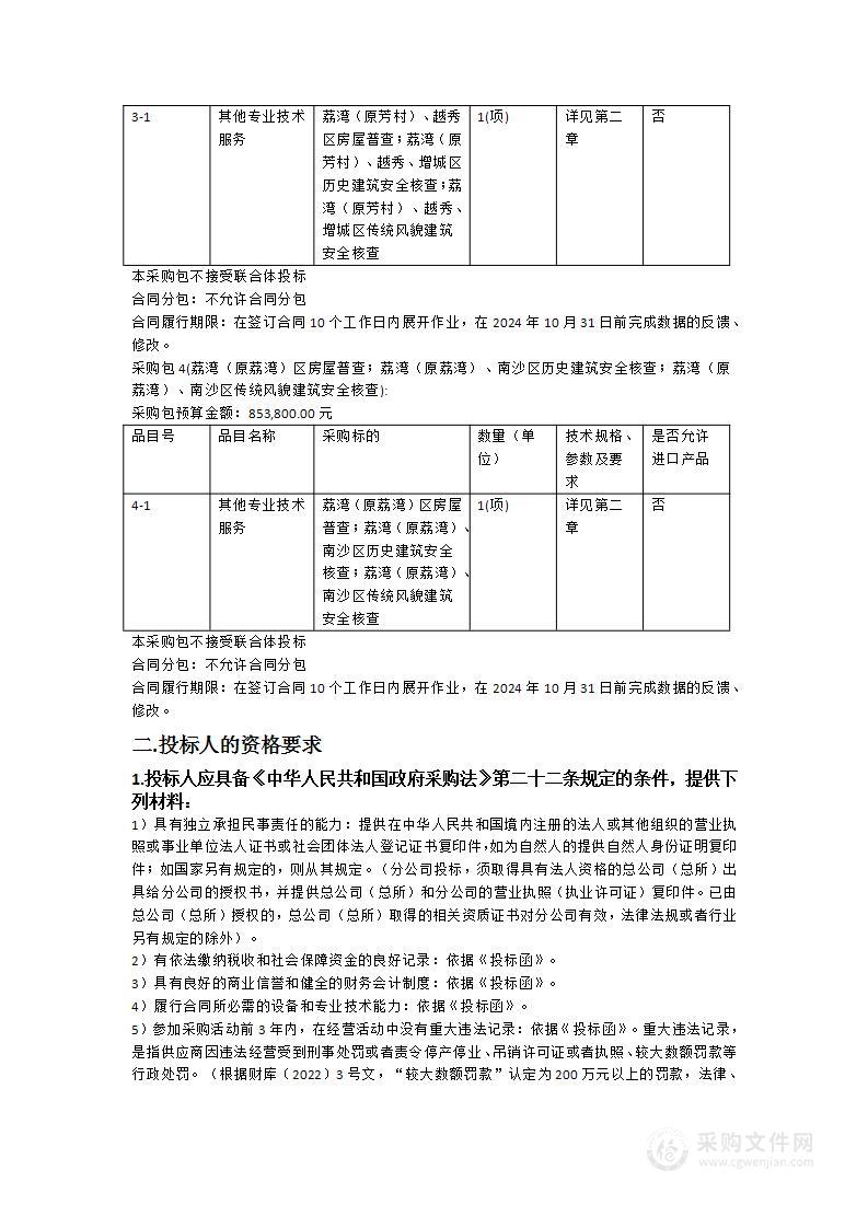 2024年房屋安全普查项目-中心六区房屋安全信息化普查子项目