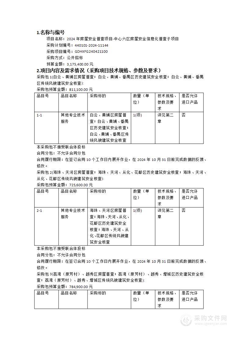 2024年房屋安全普查项目-中心六区房屋安全信息化普查子项目