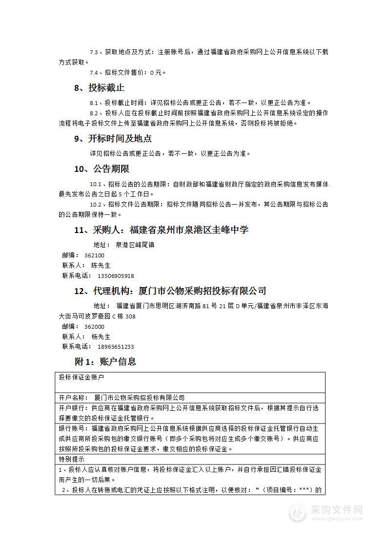 泉州市泉港区圭峰中学足球场面层材料采购项目