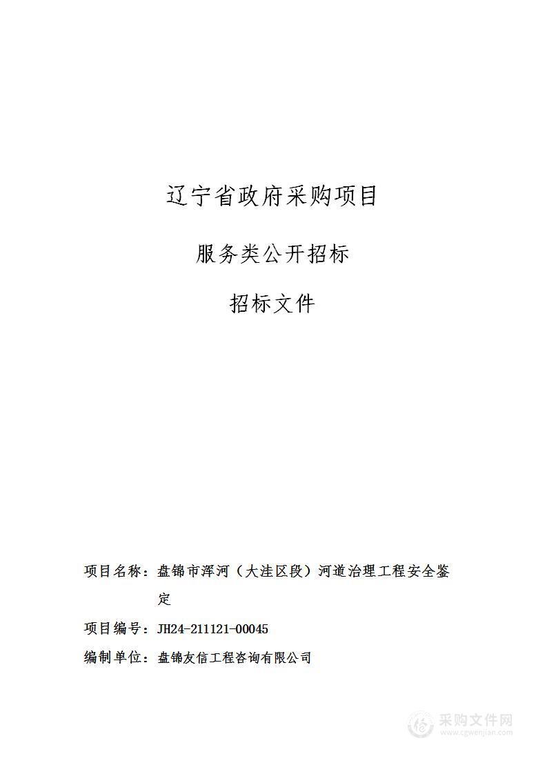 盘锦市浑河（大洼区段）河道治理工程安全鉴定