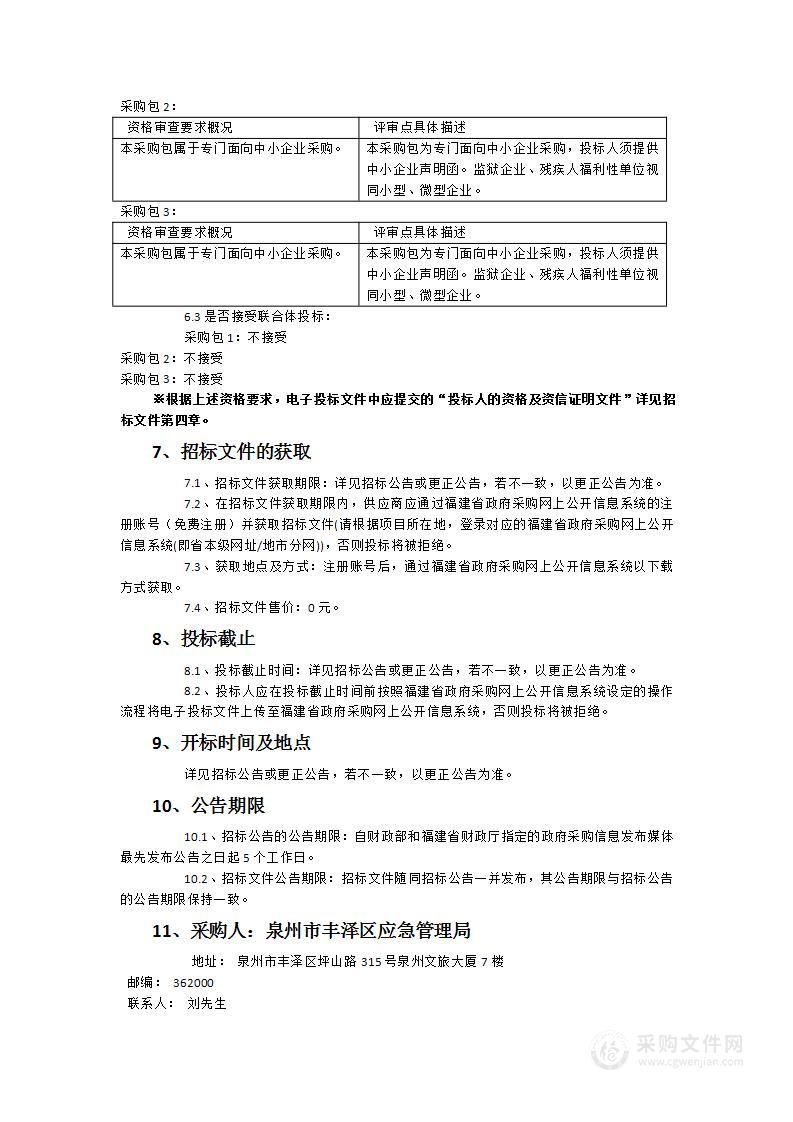 泉州市丰泽区自然灾害应急能力提升工程基层防灾项目（车辆）