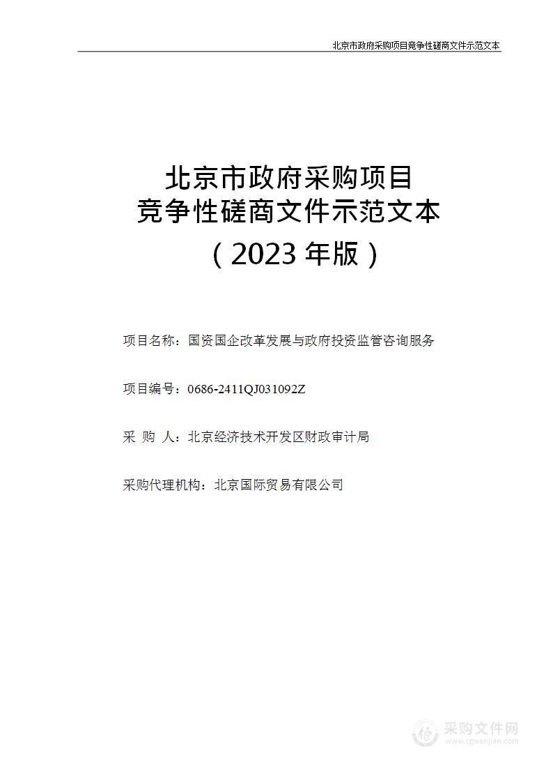 国资国企改革发展与政府投资监管咨询服务