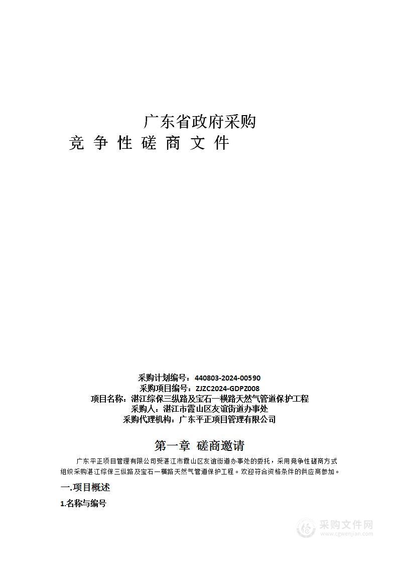 湛江综保三纵路及宝石一横路天然气管道保护工程