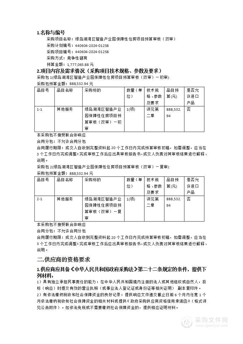 绿岛湖湾区智造产业园保障性住房项目预算审核（双审）