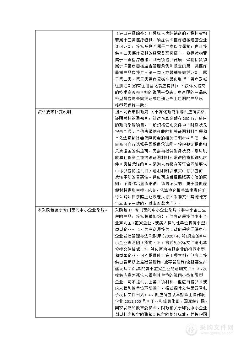 连城县医院急需采购一批医疗设备