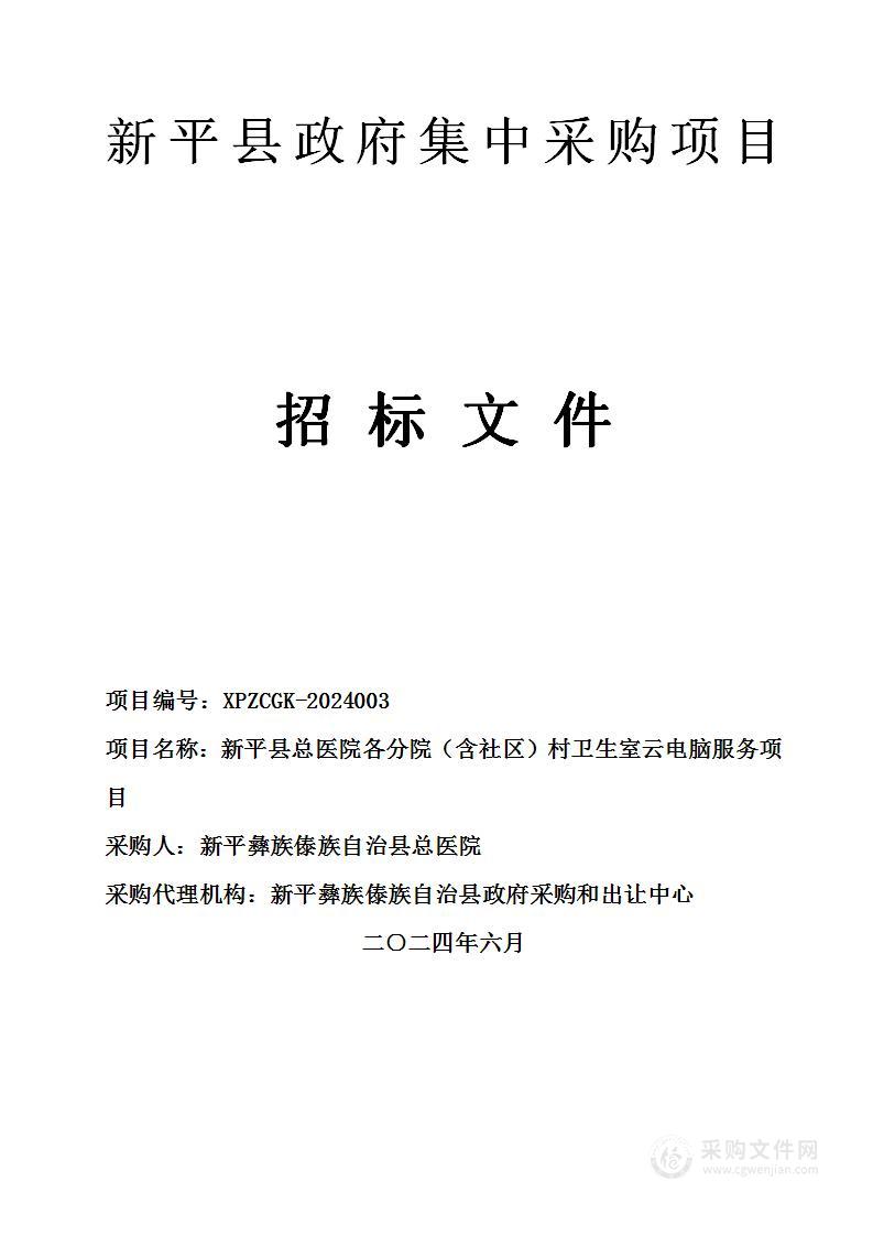 新平县总医院各分院（含社区）村卫生室云电脑服务项目