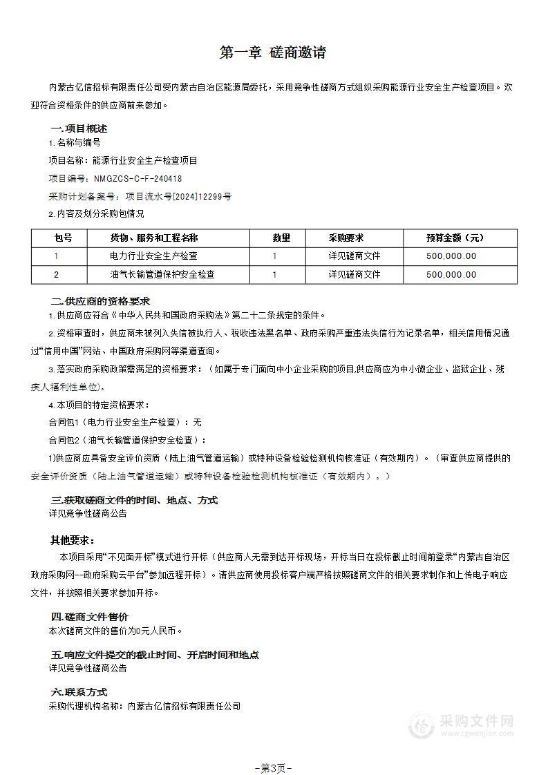 能源行业安全生产检查项目