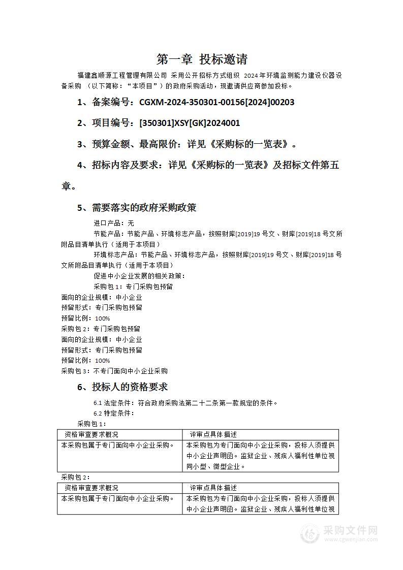 2024年环境监测能力建设仪器设备采购