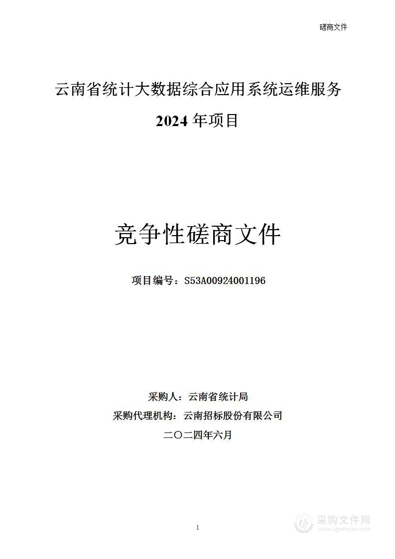 云南省统计大数据综合应用系统运维服务2024年项目