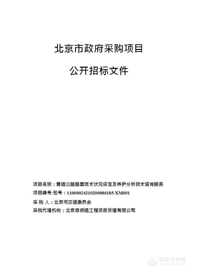 普通公路路面技术状况评定及养护分析技术咨询服务