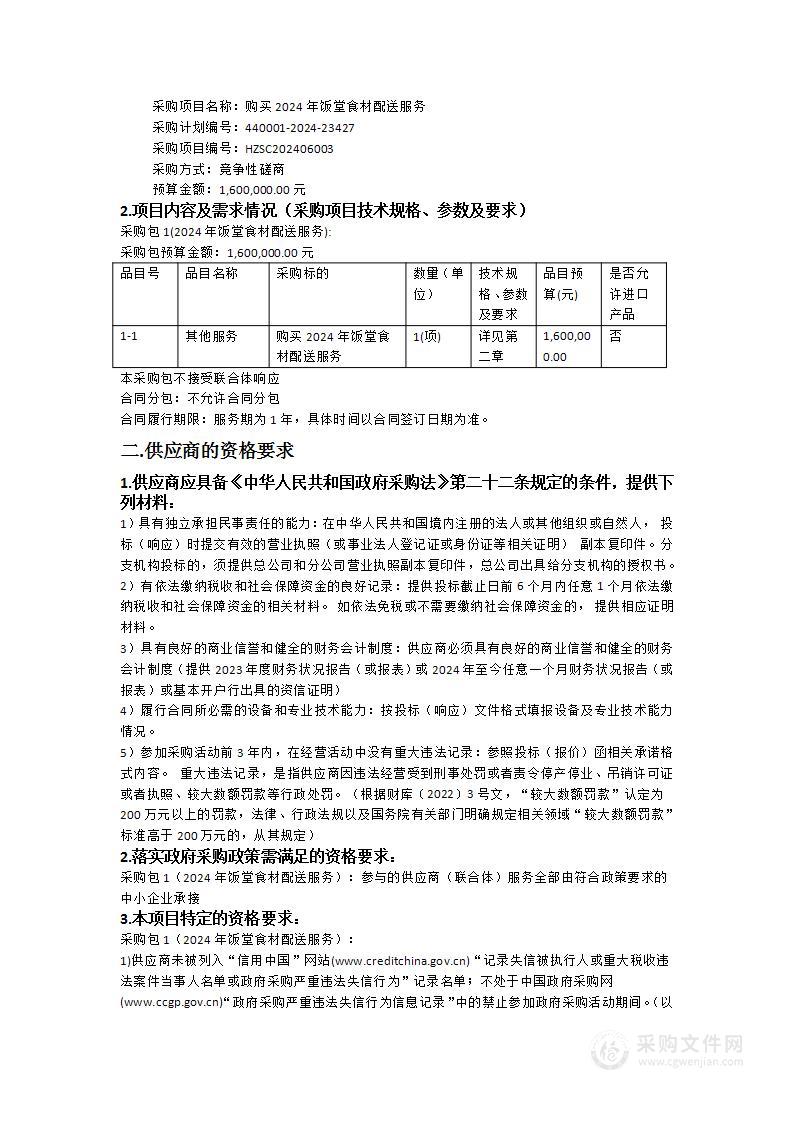 购买2024年饭堂食材配送服务