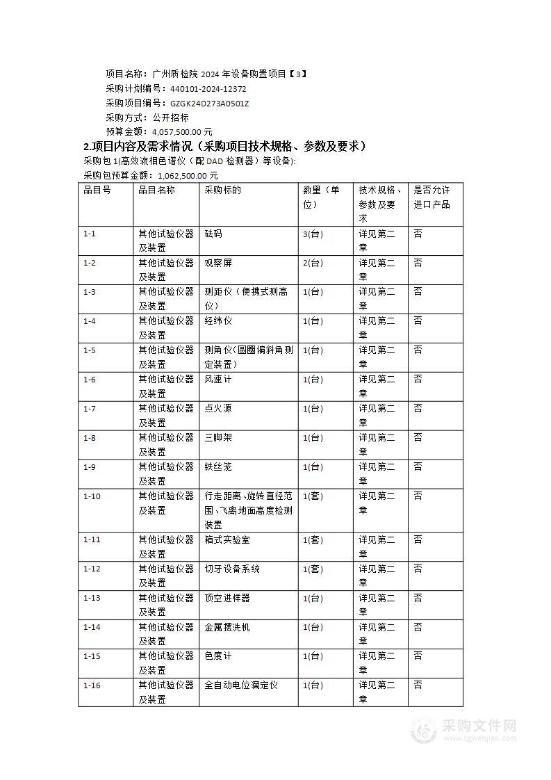 广州质检院2024年设备购置项目【3】