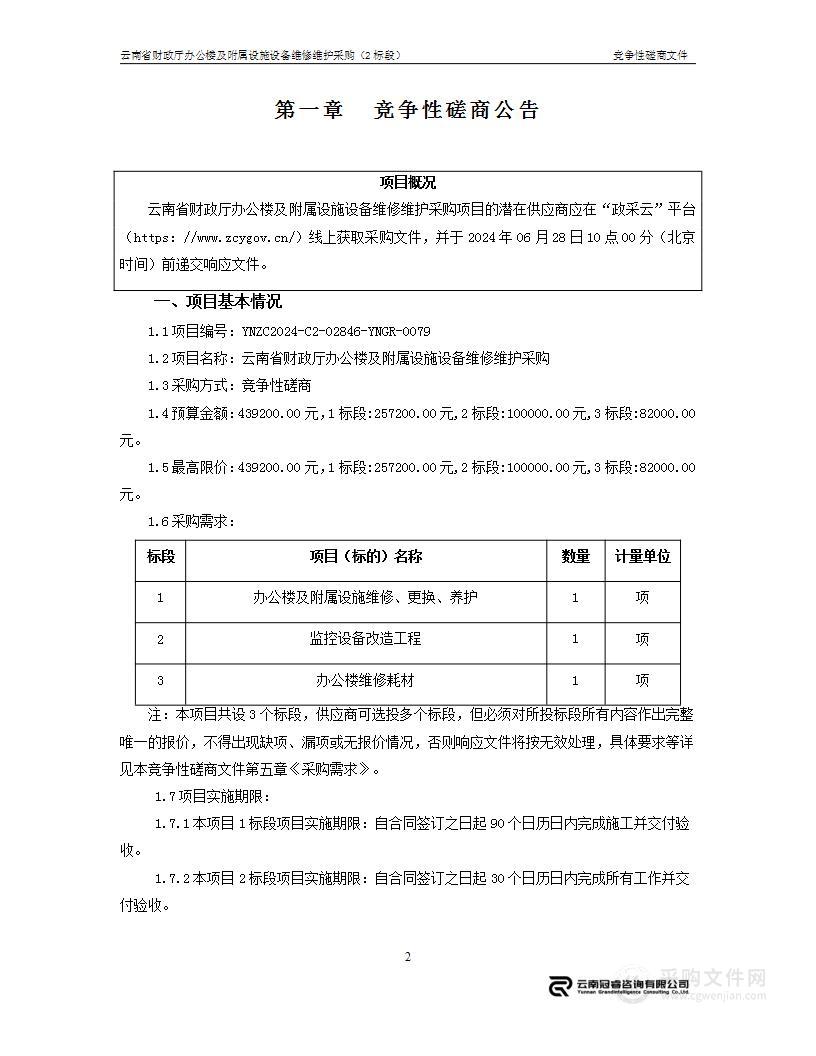 云南省财政厅办公楼及附属设施设备维修维护采购 （2标段）