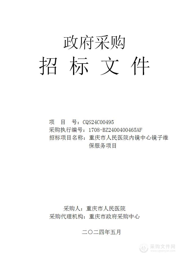 重庆市人民医院内镜中心镜子维保服务项目