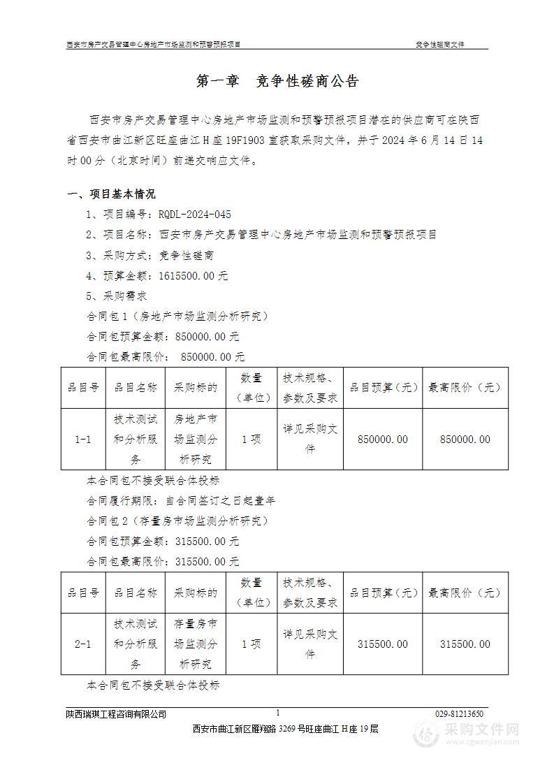 房地产市场监测和预警预报项目（第一、二包）