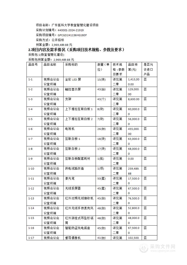 广东医科大学教室智慧化建设项目