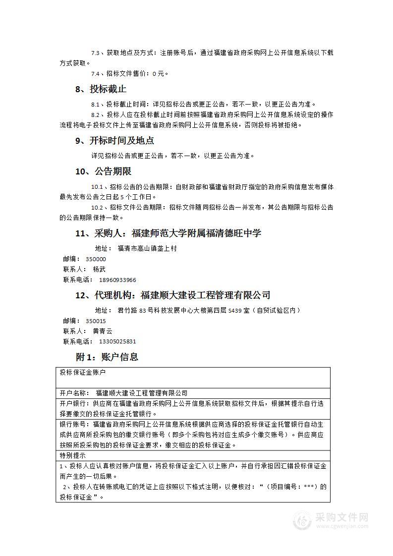 福建师范大学附属福清德旺中学劳务服务外包采购项目