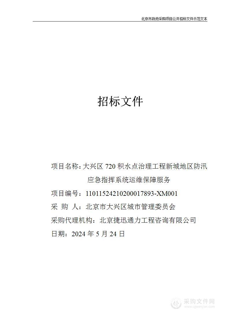 大兴区720积水点治理工程新城地区防汛应急指挥系统运维保障服务