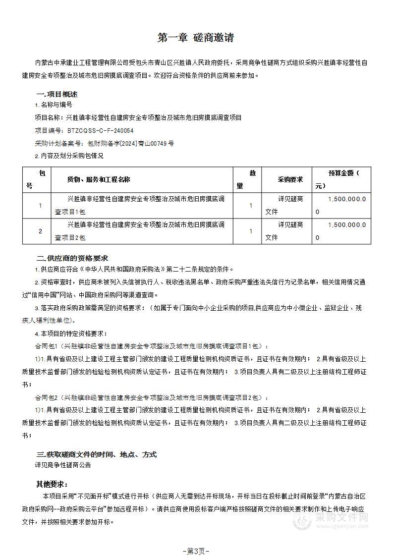 兴胜镇非经营性自建房安全专项整治及城市危旧房摸底调查项目