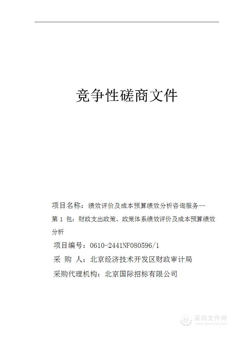 绩效评价及成本预算绩效分析咨询服务评价咨询服务采购项目