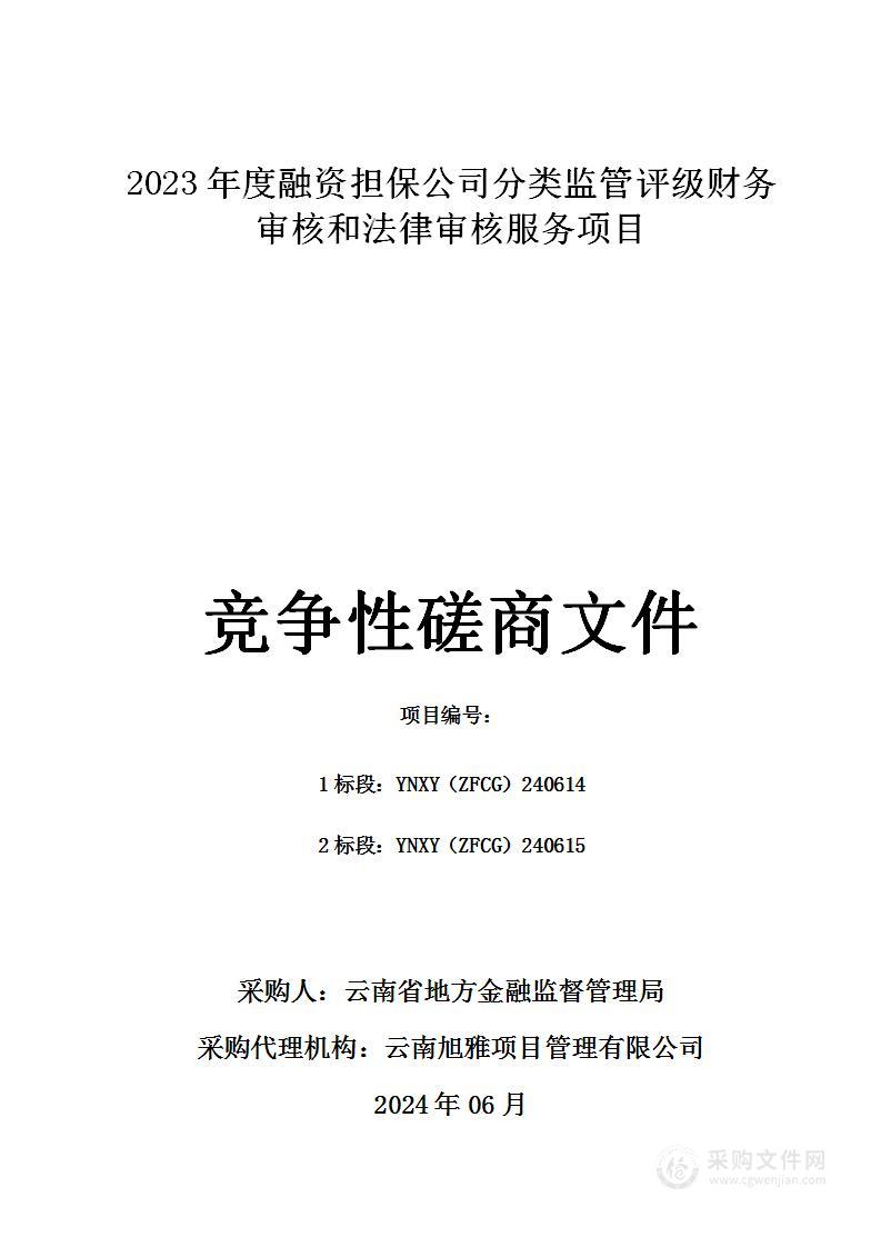 2023年度融资担保公司分类监管评级财务审核和法律审核服务项目