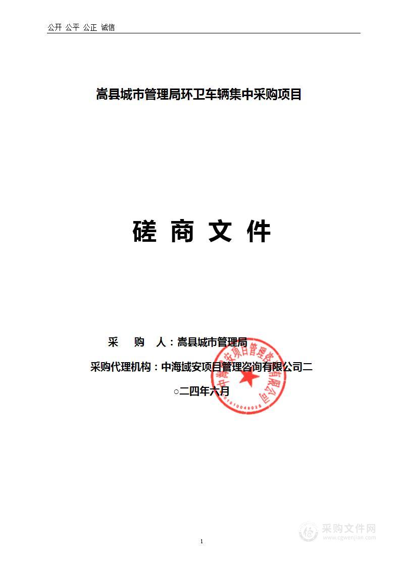 嵩县城市管理局环卫车辆集中采购项目