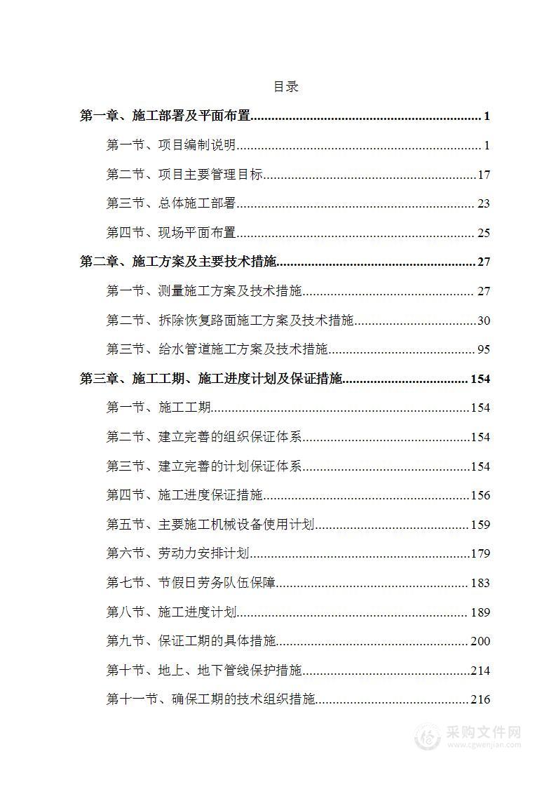 公共供水分支管网改造项目建筑工程