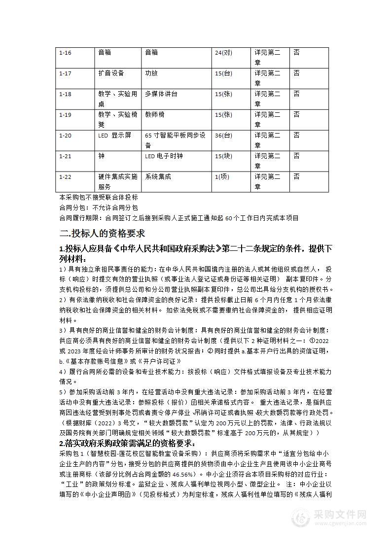 广东松山职业技术学院智慧校园--莲花校区智能教室设备采购项目（一期）