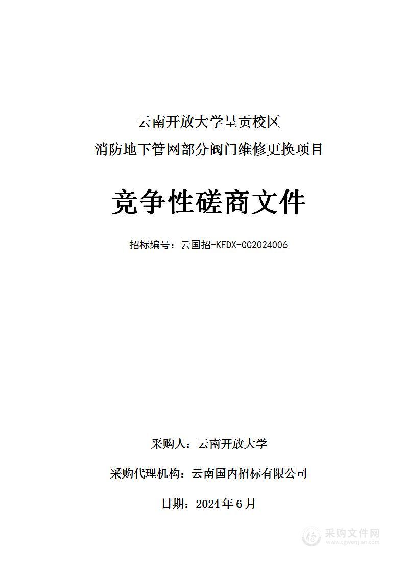 云南开放大学呈贡校区消防地下管网部分阀门维修更换项目