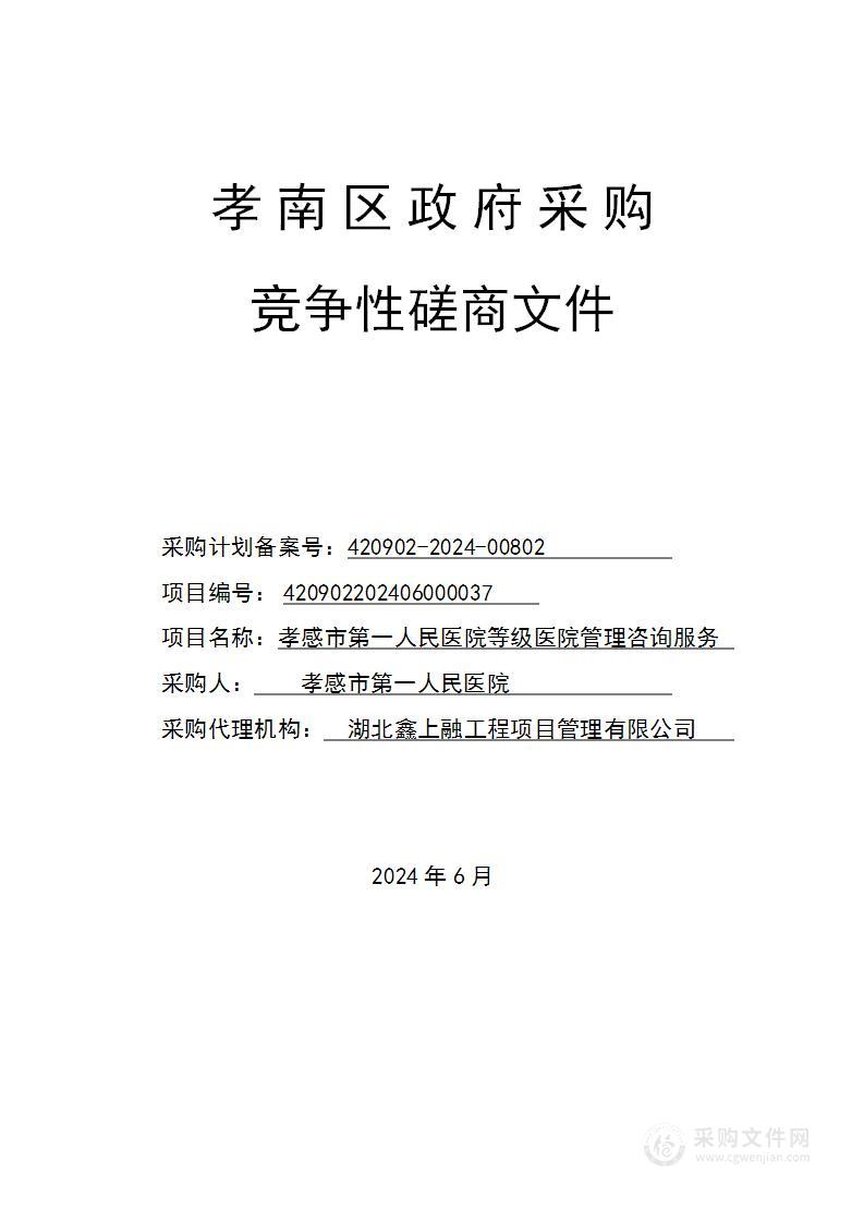 孝感市第一人民医院等级医院管理咨询服务