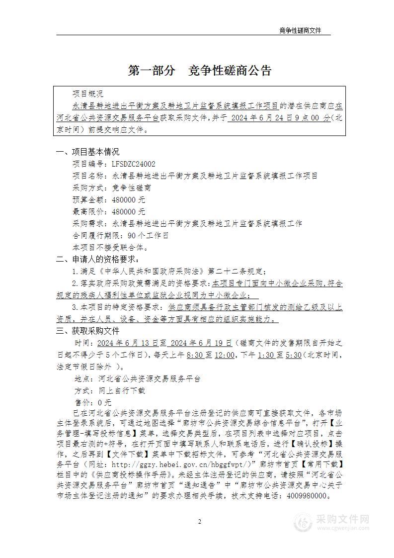 永清县耕地进出平衡方案及耕地卫片监督系统填报工作