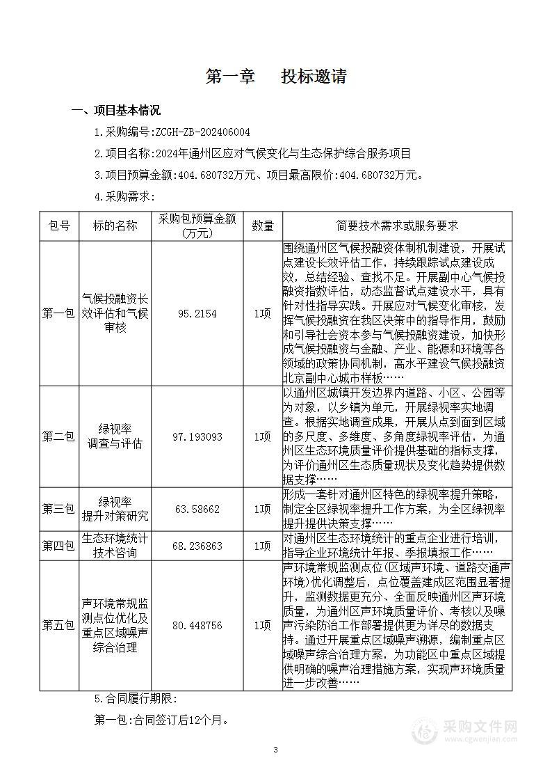 2024年通州区应对气候变化与生态保护综合服务项目（第四包）