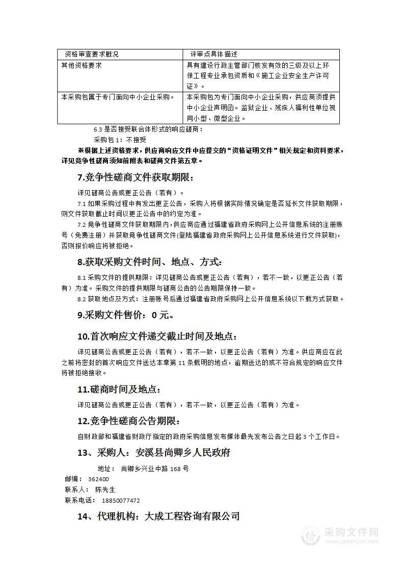 安溪县农村生活污水处理设施委托第三方运行管理项目