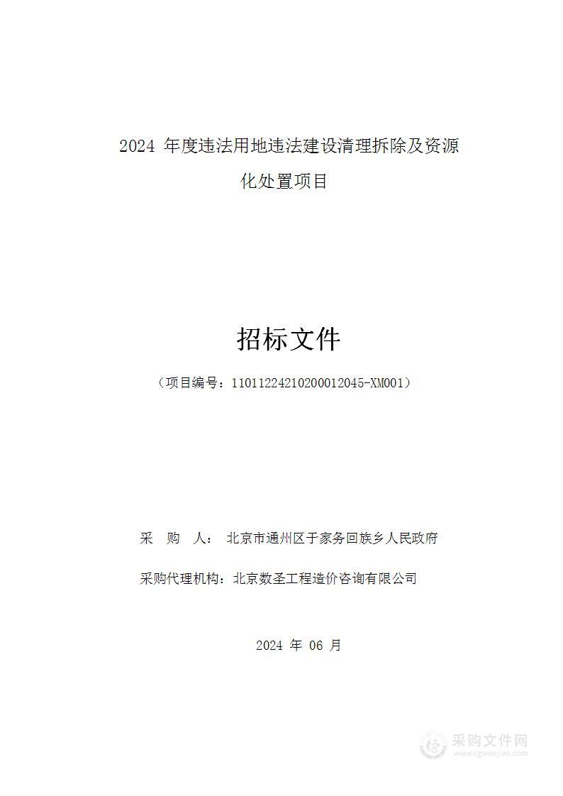 2024年度违法用地违法建设清理拆除及资源化处置项目