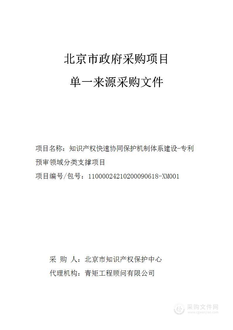 知识产权快速协同保护机制体系建设-专利预审领域分类支撑项目